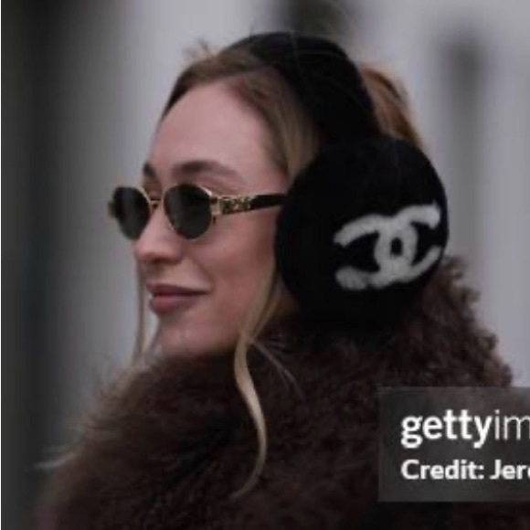 Accessories - New faux fur Black and White cc logo Earmuffs